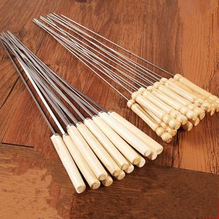 New Stainless Steel Flat Skewers Thickened Outdoor Barbecue Needle Lamb Skewers Barbecue Skewers Steel Skewers Iron Skewers Accessories Tools