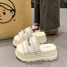 厚底水钻拖鞋女时尚外穿夏季新款增高6cm仙女百搭风松糕凉拖现货