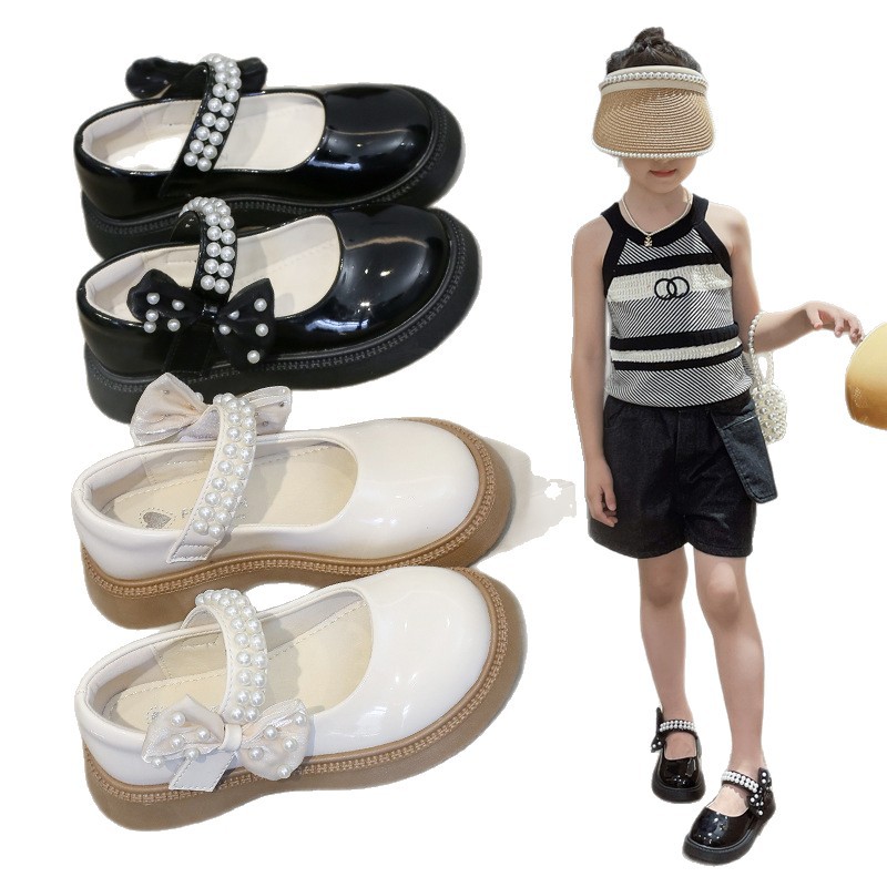 Zapatos de niña Zapatos de cuero para niños 2024 Primavera y otoño Nuevo estilo británico negro suave inferior zapatos de una sola capa zapatos de princesa zapatos de rendimiento