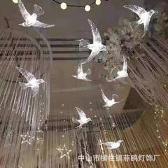 婚慶道具10頭透明發光飛鳥吊燈酒店婚禮場地布置裝飾燈小鳥燈批發