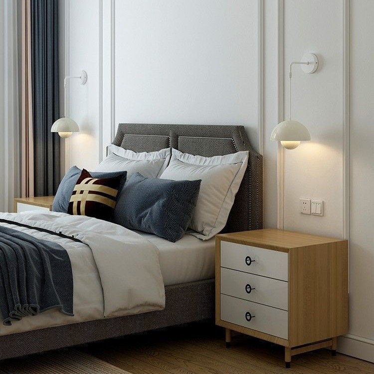 Bóveda de cama de dormitorio, lámpara de pared, protección ocular, sala de estudio, pared de fondo, nórdico, ambiente de estilo crema francés minimalista moderno