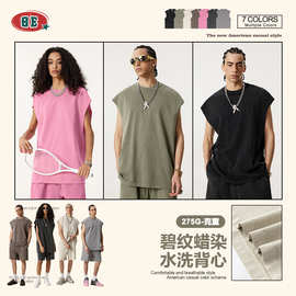 BE男装|2025夏季欧美跨境外贸痞帅宽松运动健身无袖坎肩T恤背心男