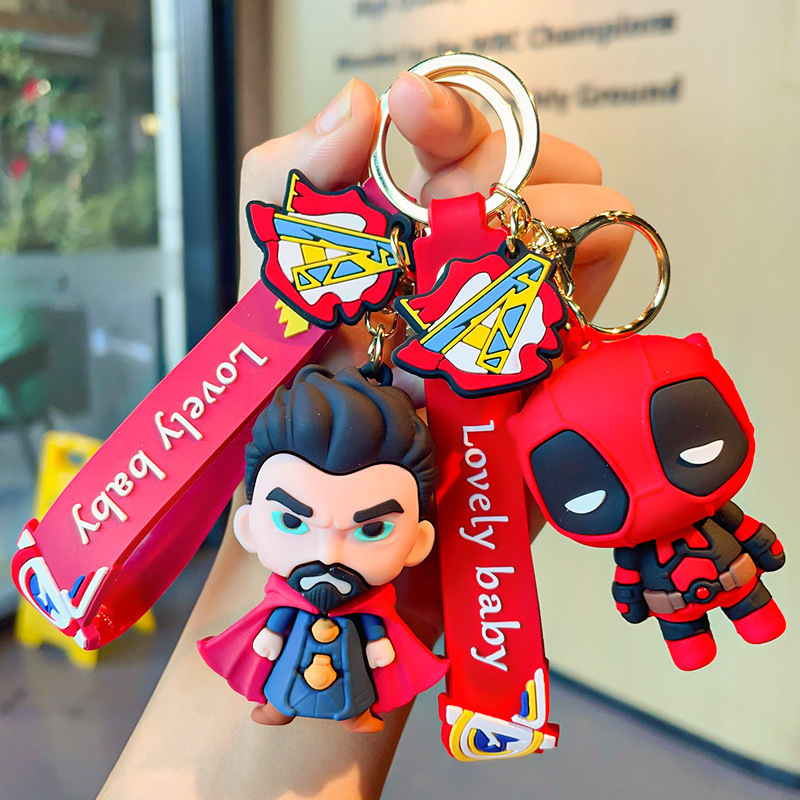 Creative Avengers keychain Cartoon Q version Spider-Man Iron Man car bag ornaments small gift wholesale