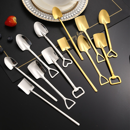 Watermelon spoon stainless steel tableware 304 simple household dessert spoon creative shovel golden shovel spoon dropshipping