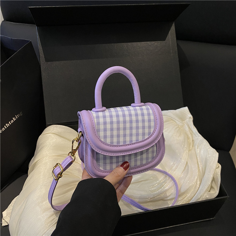 Bolso de hombro de niña a cuadros de moda coreana lindo bolso de bebé con lazo de perla mini bolso para niños de estilo occidental