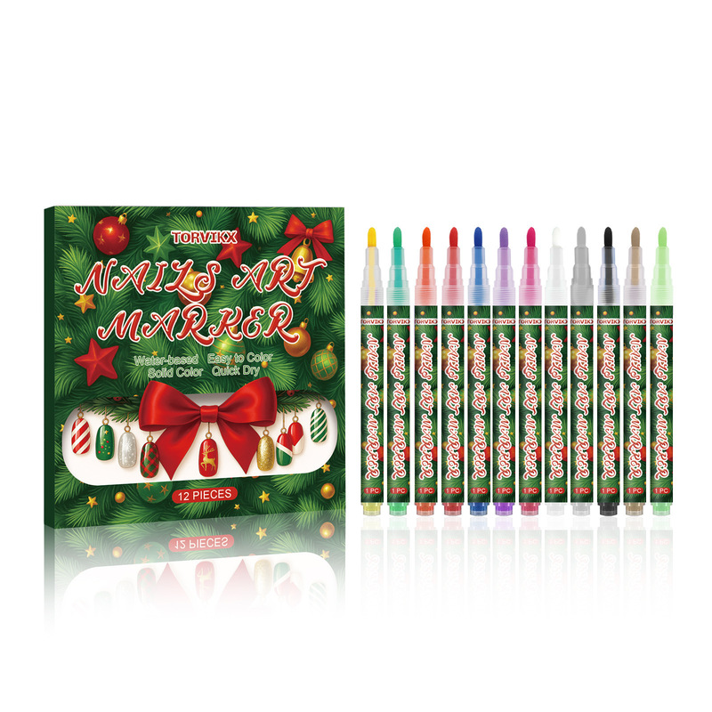 Torvikx Christmas DIY Nail Art Graffiti Pen Nail Outline Painting Holiday Color Holding Color Graffiti Pen
