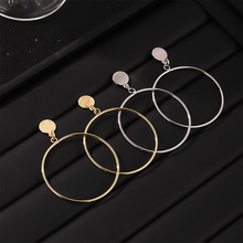 欧美夸张几何大圆圈耳饰 新款简约金色圆形欧美冷淡风合金耳环女