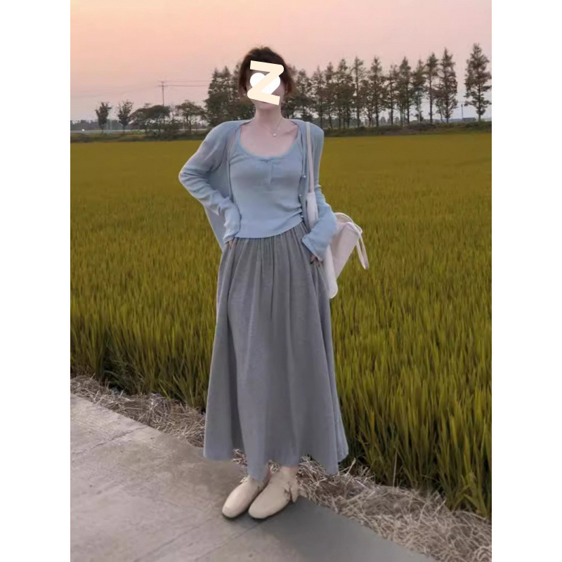 入秋装搭配一整套时尚穿搭显瘦盐系穿搭温柔时尚减龄三件套装女|undefined