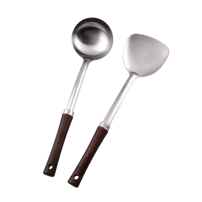 Нержавеющая сталь с деревянной ручкой spatula набор кухонной утвари, лопатка с дуршлагом, кухонная spatula с коландром