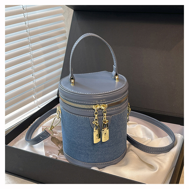 Bolsa de cubo de mano de comercio exterior transfronterizo para mujeres 2024 nueva moda de color contrastante empalme de alta calidad bolso de hombro