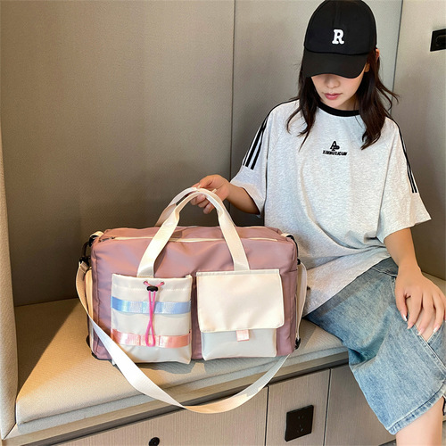 Sports and Fitness Bag for Women, Dry and Wet Separation, Colorful Contrast, Male Short-Distance Business Trip Travel Bag, Hand-Held Large Capacity Storage Luggage Bag
