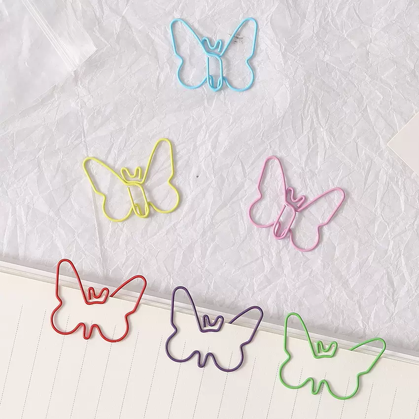 新款蝴蝶造型回型针马卡龙彩色回形针现货批发动物曲别针创意回形