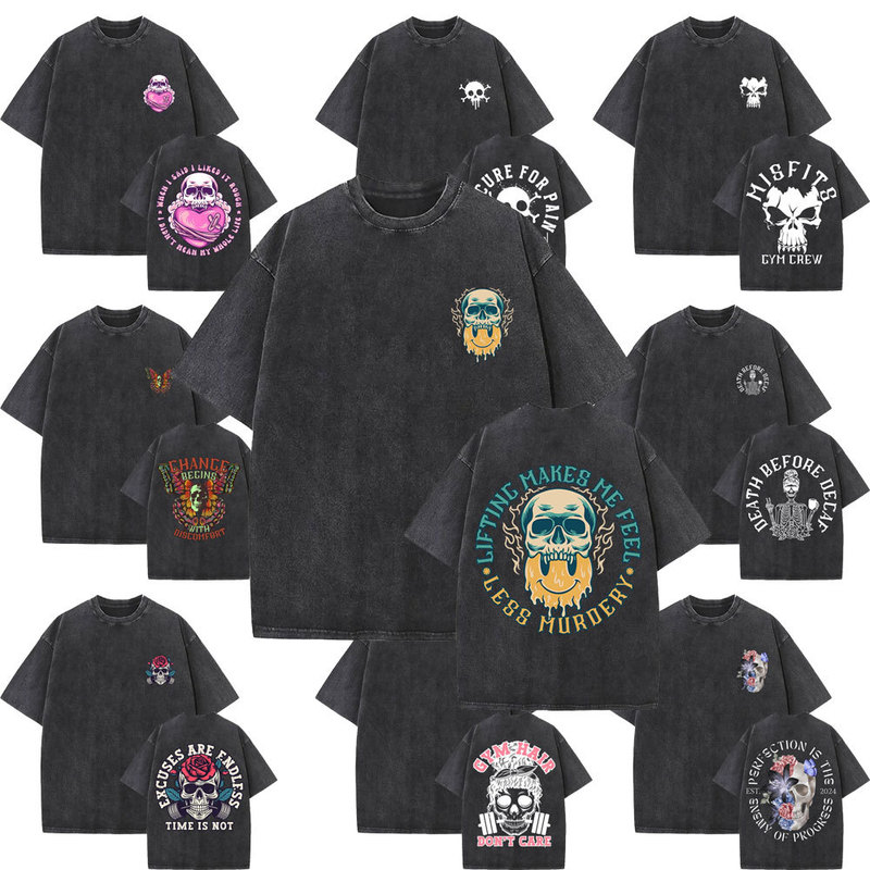 Long-Term Vintage Washed Weightlifting Makes Me Feel Less Like a Murder Skeleton Gym Pump Cover T-Shirt Man Has