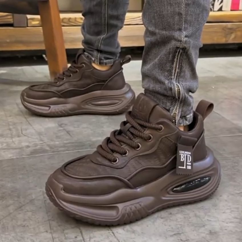 2024秋冬新款男鞋欧洲站百搭运动休闲鞋气垫底轻便舒适增高老爹鞋