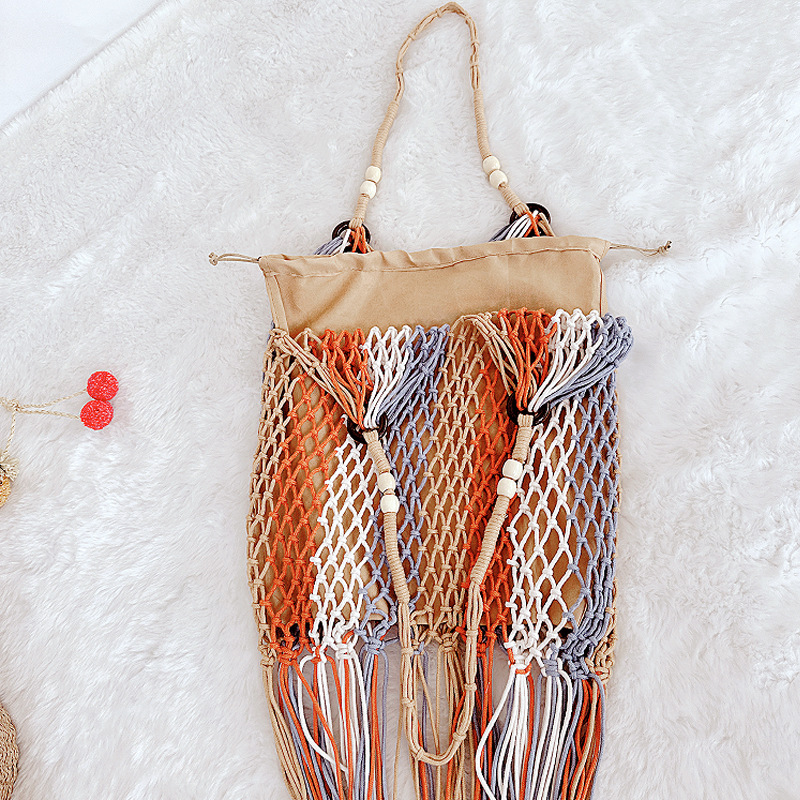 Nuova borsa in corda di cotone intrecciata in paglia, borsa da spiaggia da donna con croce diagonale, borsa a tracolla singola_voghion.com