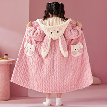 女孩浴袍儿童睡袍珊瑚绒秋冬季加厚保暖睡衣长款女童中大童家居服