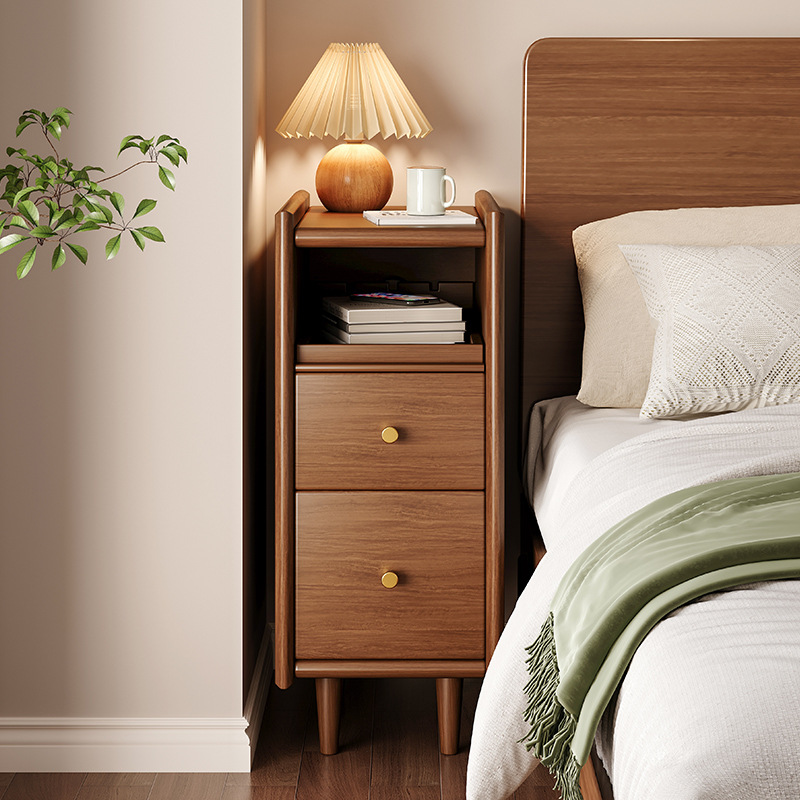 Mesita de noche de madera maciza pequeña sala de estar ultra estrecha dormitorio estante lateral de la cama mesa lateral pequeña de la cabecera 20cm contra la pared gabinete de almacenamiento