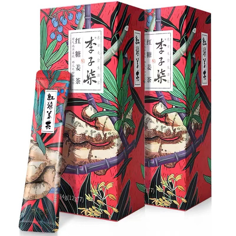 李子柒红糖姜茶84g手工姜茶红糖水冲饮速溶姜汁女生调理养生茶|undefined