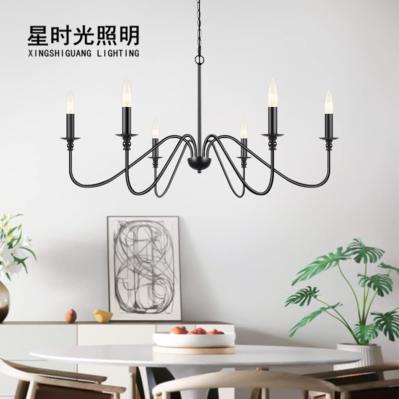 Modern Simple Light Luxury American Style Iron Art Chandelier Living Room Dining Room Bedroom Lights Farmhouse Balcony Averway Lamps
