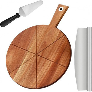 Wooden Pizza Cutting Board Cheese Board Round Pizza Cutting Board Tray Kitchen Cutting Board Cutting Board Multi-Function