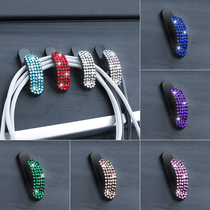 Hot Diamond Car Hook Adhesive Front Row Creative and Practical Diamond-Encrusted Cute Car Multi-Functional Seat Back Small Hook
