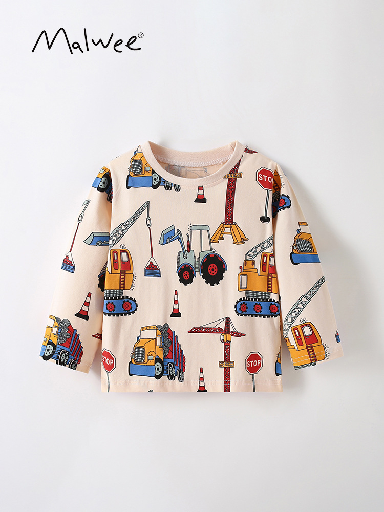 Malwee niñas camisas de otoño y invierno nuevos niños europeos y estadounidenses camisetas de cuello redondo para niños mangas largas base