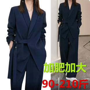 Plus Size Women's Clothing 2025 Spring New Suit Suit for Fat Women, Slimming Look Wide-Leg Pants, Slightly Fat and Flesh-Covering Two-Piece Suit