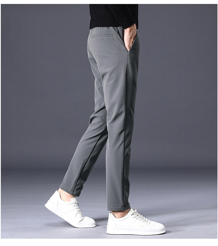 Spring casual slim fit straight suit simple non ironing business autumn men's pants, solid color_voghion.com