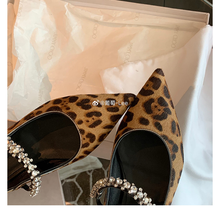 Versión de piel de oveja ~ Grape Ma con cuero francés de punta brillante de diamante zapatos Marijin zapatos de mujer de boca superficial
