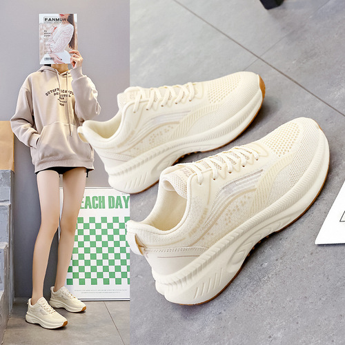 Women's Knit Soft-Cushion Running Shoes 2025 Spring/Autumn Versatile Lightweight Coconut Shoes Breathable Casual Sports Shoes 2511