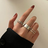 Golden metal retro fashionable ring with pigtail, on index finger, European style, simple and elegant design