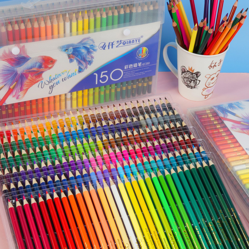 彩铅48-180色绘画专用PVC手提盒油性水溶性彩铅送毛刷美术画材|undefined