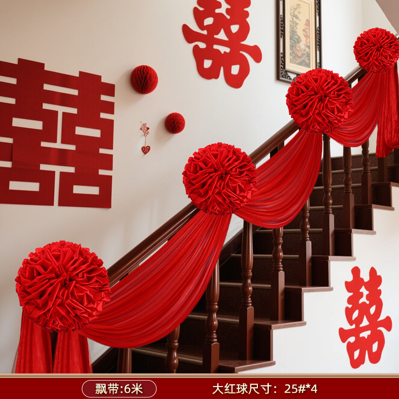 大きい赤い花の結婚祝いの結婚祝いの部屋の配置セットの階段の手すりの刺繍の結婚式の農村の別荘の装飾の花の用品|undefined