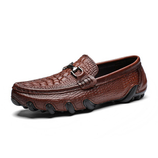 056-10 men's shoes octopus first layer cowhide surface low top slip-on leather casual shoes leather shoes plus size peas shoes Spring