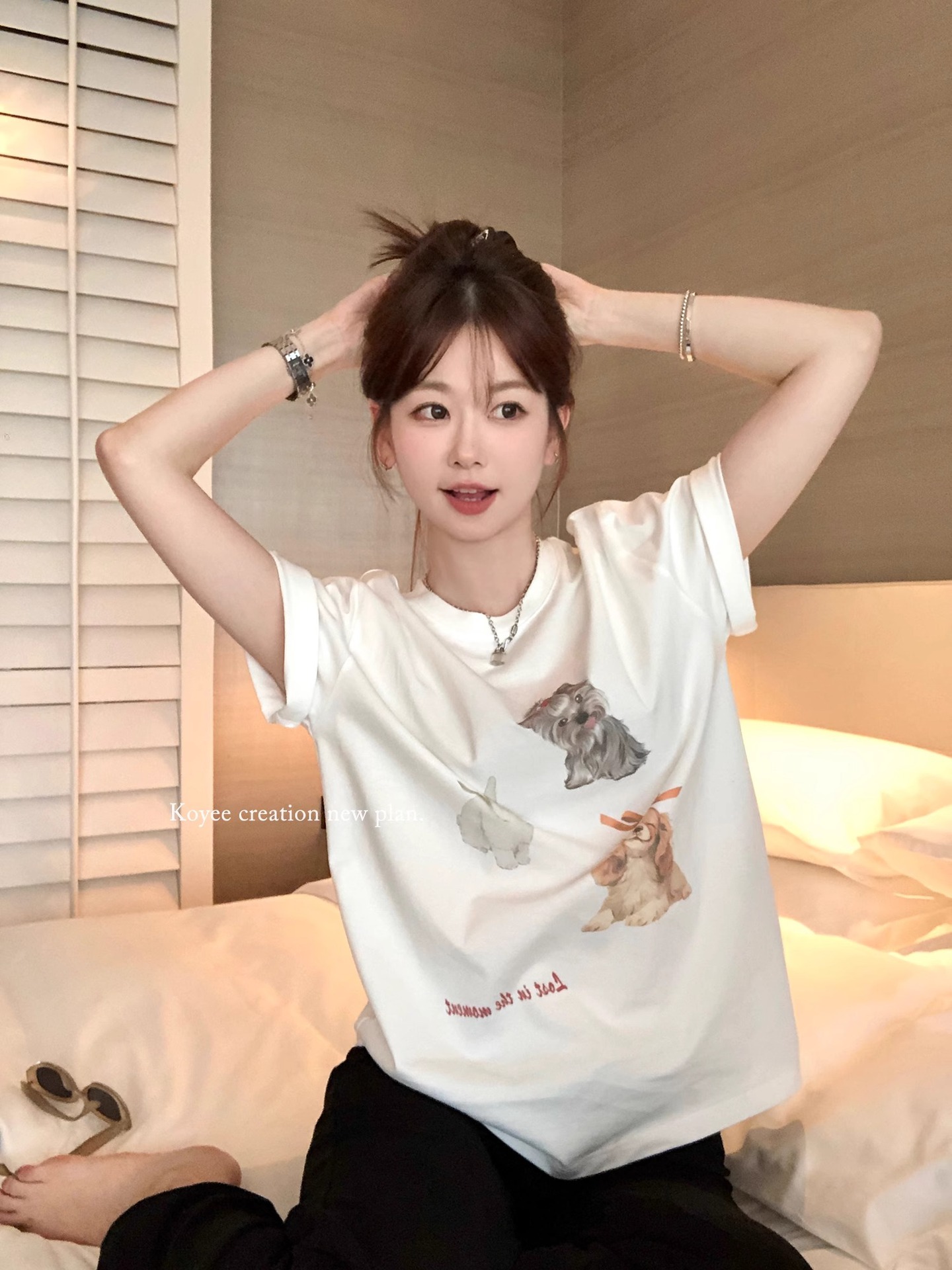 White cute design summer fashionable short sleeve T-shirt