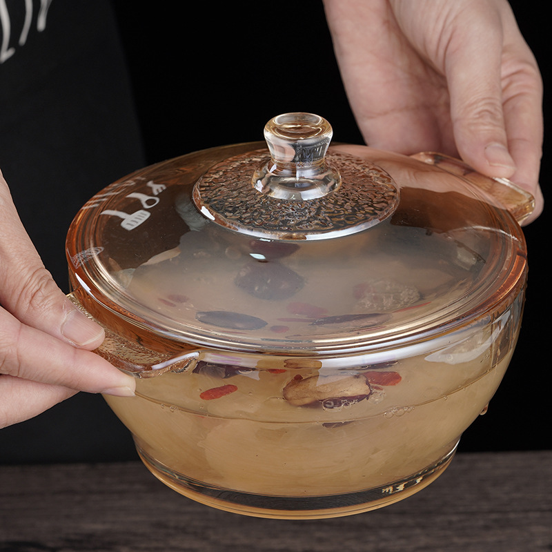 Journey of Love golden Glass bowl Binaural With cover crystal Glass Instant noodles household Salad bowl activity gift Gift box