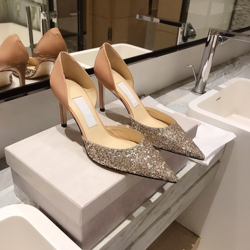High Edition Jc Zhou Yangjie Hollow High Heels Gradient Sequin Single Shoes Pointed Stiletto High Heels Wedding Shoes Female Bridesmaid Shoes