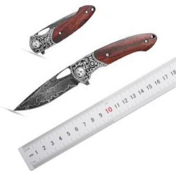 ST205户外折叠刀VG10大马士革刀片+进口沙铁木手柄EDC露营口袋刀