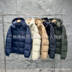 外贸冬季爆款高版拉夫RL男女同款小马标棉服加厚防风连帽保暖外套