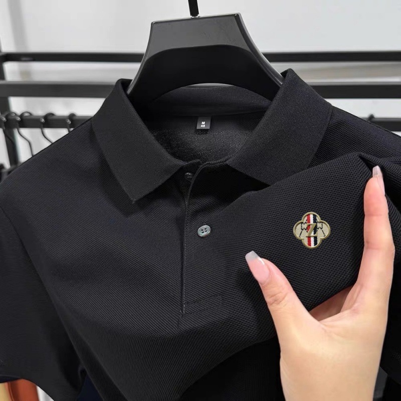 夏綿 100% 半袖 Tシャツメンズ夏ビジネスラペルポロシャツ無地半袖 Tシャツカジュアルで多用途|undefined