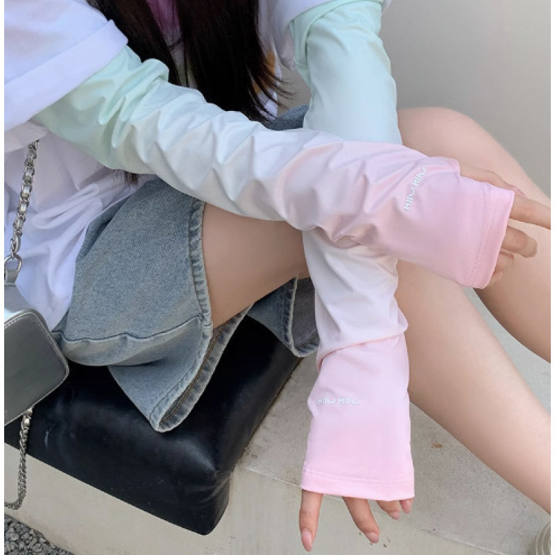 防晒冰丝袖套女夏季新款宽松透气防紫外线骑行开车护手臂冰袖|undefined
