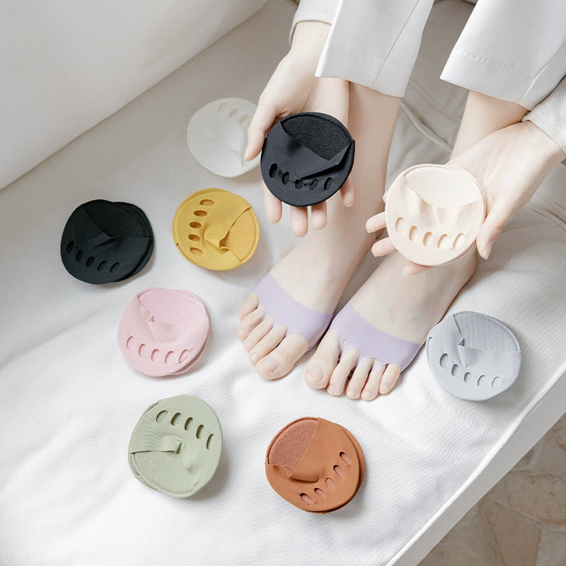 Носки женские летние на подошве с пятью пальцами, носки Ice Silk, невидимые нескользящие носки на половину ладони, противоболевые прокладки, носки на высоком каблуке