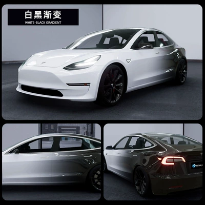 Factory wholesale PET car color change film camouflage color painting gradient paint protective film personality modification car film (Automotive Film) - specifications-152x18m-pet-white-black-gradient