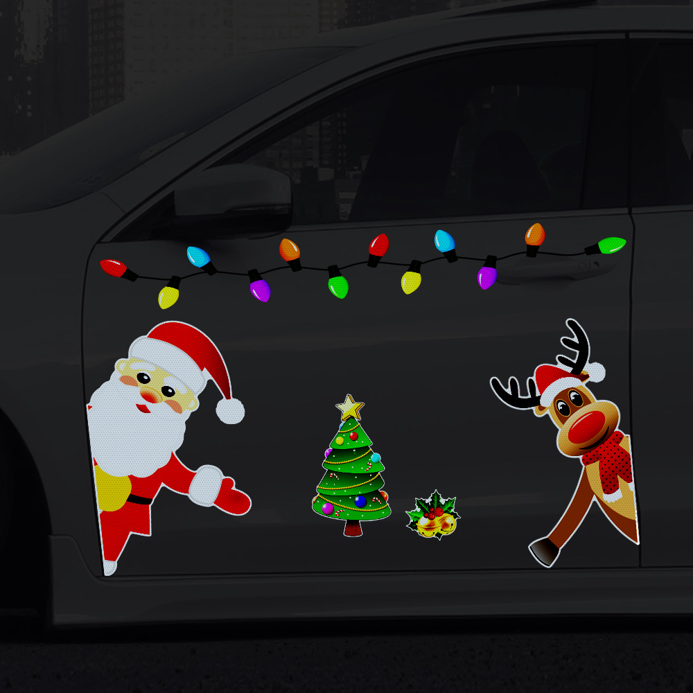 Weihnachten Glühbirne Alte Mann Schneemann Gnome Elch Auto Dekoration Magnetische Reflektierende Aufkleber display picture 3