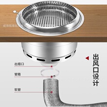 商用大号韩式下排烟碳烤炉地排炭烤炉烧烤炉镶嵌式韩国无烟烤肉炉