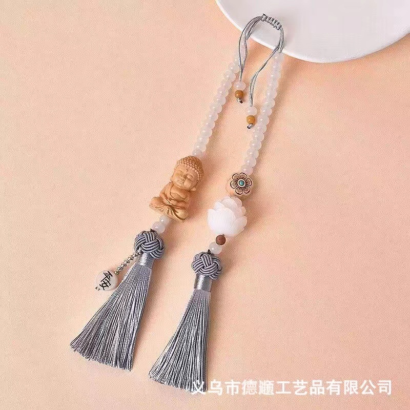 Buddha Bodhi Car Pendant, High-End Car Interior Decoration, Lotus Rearview Mirror Hanging Ornament, Chinese Style Items Wholesale