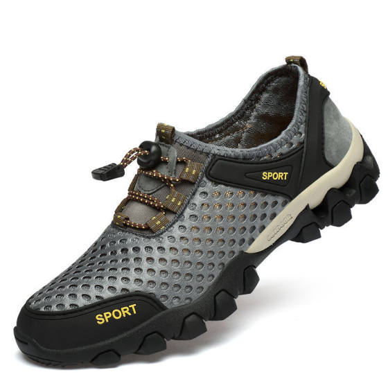 Summer Tracing Shoes Men's Breathable Casual Mesh Sneakers Hollow Mesh Outdoor Hiking Shoes Sports Hiking Shoes