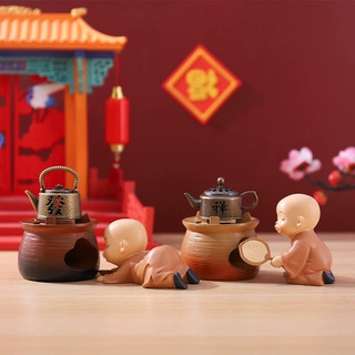 创意围炉茶室装饰礼品小和尚香薰摆件客厅书房摆件网红同款送礼
