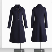 跨境职业装呢子大衣女中长款冬加厚夹棉毛呢外套制服珠宝店工作服