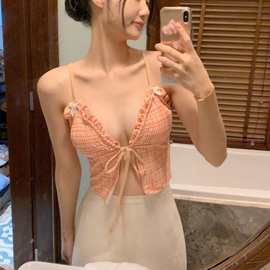 2025新款格子性感分泳衣女士比基尼超暴露辣妹泳装两件套高级感